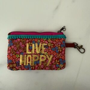 NATURAL LIFE Floral Pouch with Gold Accents ID Holder